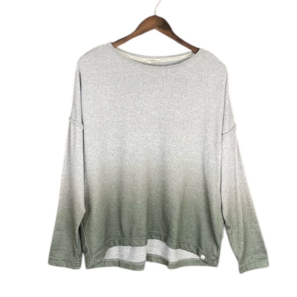 Lucky Brand | Heather Knit Ombré Green Sweater Wide Neck‎ Raw Trim Knitted
